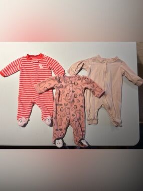 NB Girls set of 3 sleepers - pink - Carter’s and H&M
